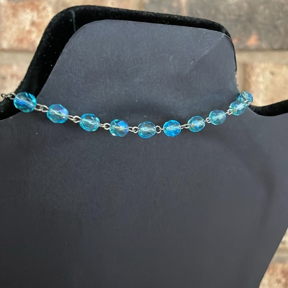 Blue AB Aurora Borealis beaded Rosary. Stamped Italy - Picture 6 of 9